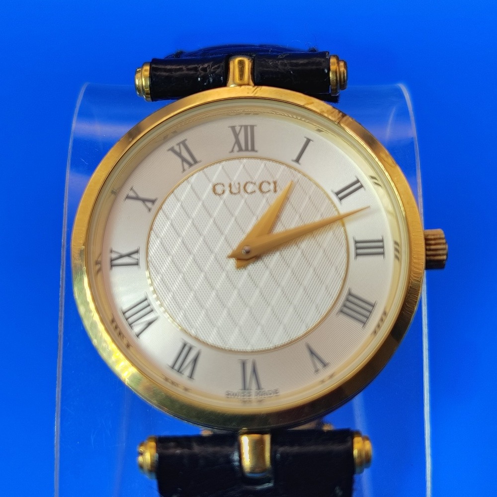 Vintage 1993 Gucci 3000M Swiss Made Women's Luxury Quartz Watch Lizard Skin Band - Picture 2 of 9